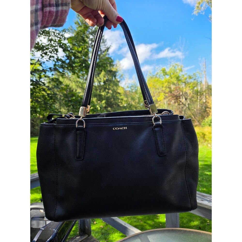 COACH 30123 Madison Christie Carryall Leather Satchel Bag in Black